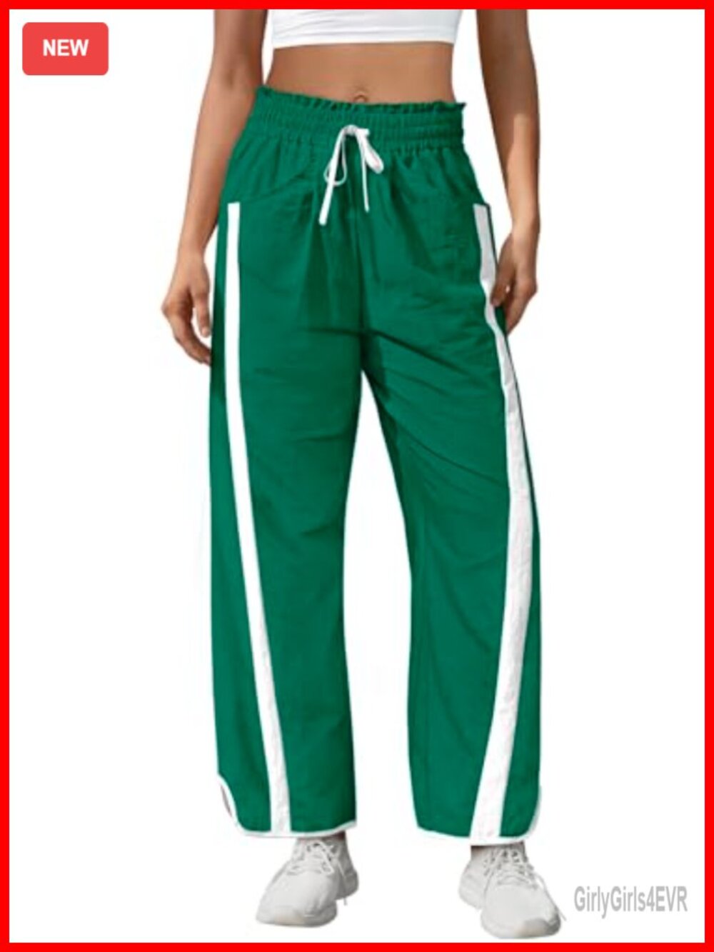 Women's Barrel Leg Track Pants Water Resistant High Rise Wide Leg Y2K Baggy